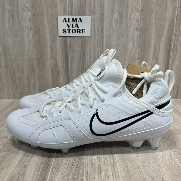 Nike Huarache 9 Varsity Lacrosse LAX Cleats White Black FD0090-101 Mens Size 9.5 - Picture 2 of 7